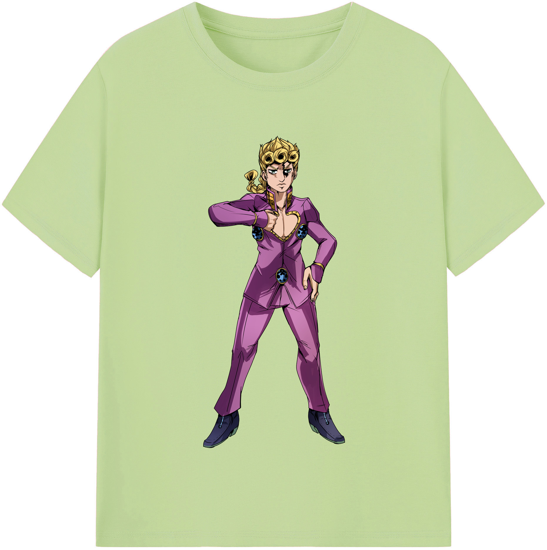 （画像用） ジョジョの奇妙な冒険 ジョルノ?ジョバァーナ JoJo's Bizarre Adventure Giorno Giovanna 綿100％半袖Tシャツ（フロントプリント）